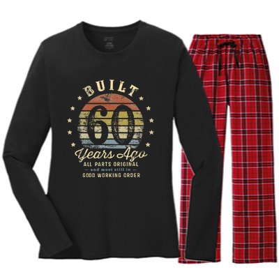 Built 60 Years Ago All Parts Original Gifts 60th Birthday Women's Long Sleeve Flannel Pajama Set 