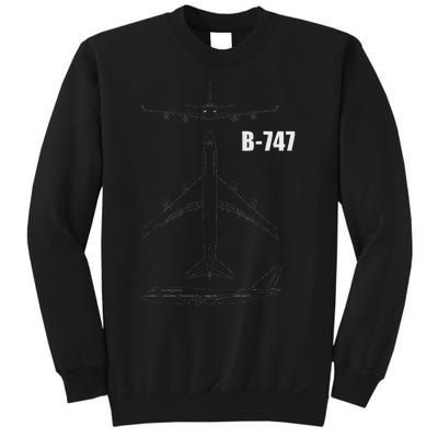 B 747 Aircraft Blueprint Sweatshirt