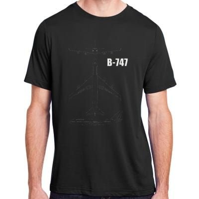 B 747 Aircraft Blueprint Adult ChromaSoft Performance T-Shirt