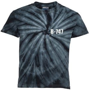 B 747 Aircraft Blueprint Kids Tie-Dye T-Shirt