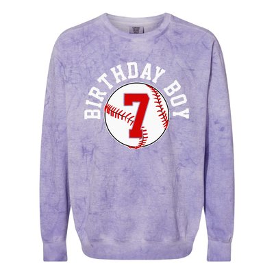 Baseball 7th Birthday Party 7 Years Old Gift Colorblast Crewneck Sweatshirt