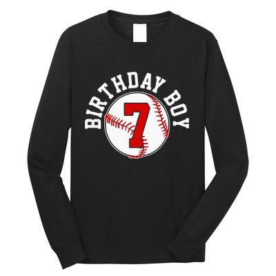 Baseball 7th Birthday Party 7 Years Old Gift Long Sleeve Shirt