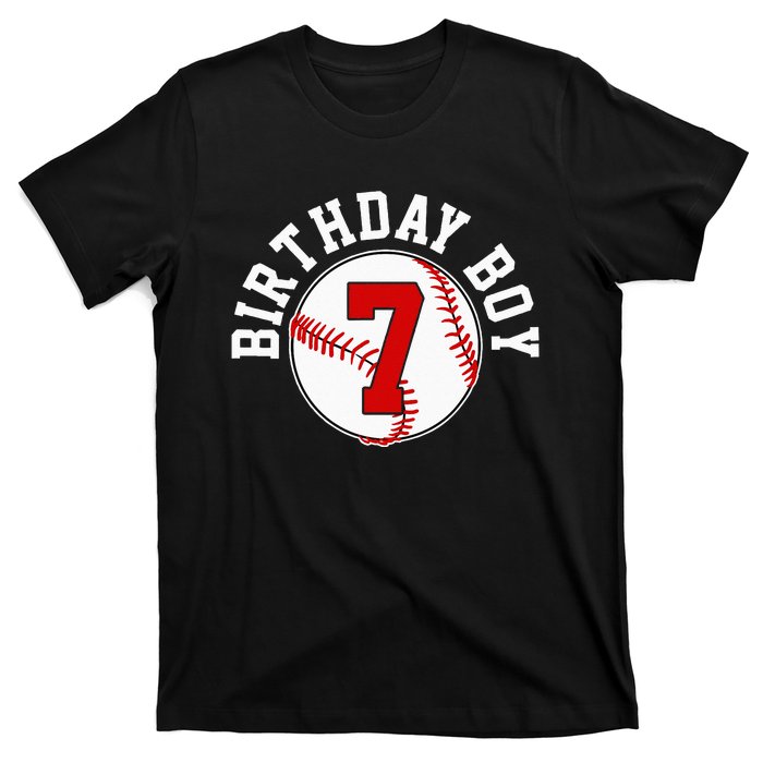 Baseball 7th Birthday Party 7 Years Old Gift T-Shirt