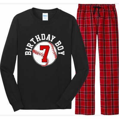 Baseball 7th Birthday Party 7 Years Old Gift Long Sleeve Pajama Set