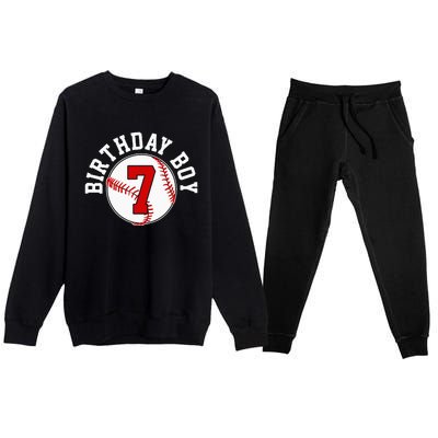 Baseball 7th Birthday Party 7 Years Old Gift Premium Crewneck Sweatsuit Set