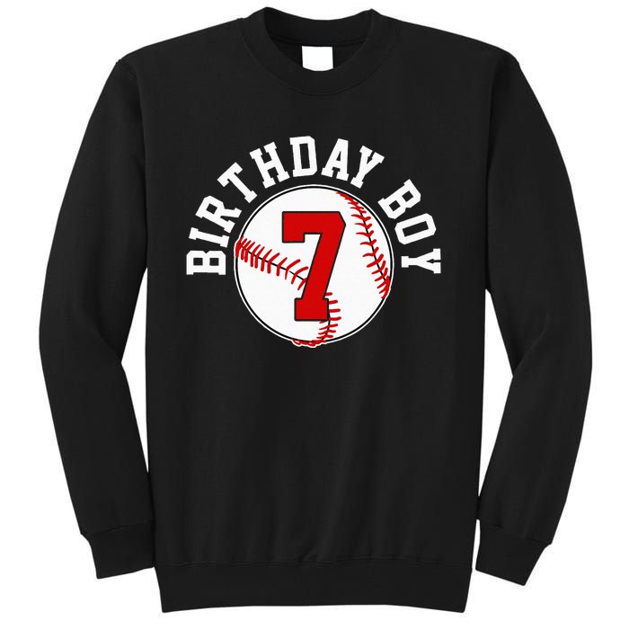 Baseball 7th Birthday Party 7 Years Old Gift Tall Sweatshirt