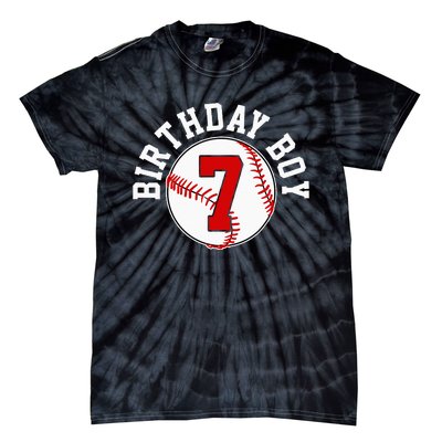 Baseball 7th Birthday Party 7 Years Old Gift Tie-Dye T-Shirt