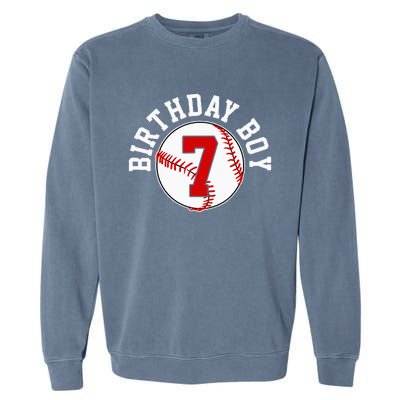 Baseball 7th Birthday Party 7 Years Old Gift Garment-Dyed Sweatshirt