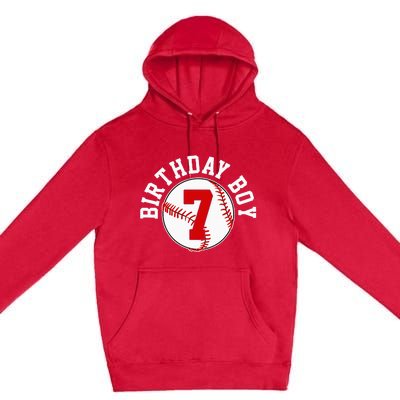 Baseball 7th Birthday Party 7 Years Old Gift Premium Pullover Hoodie