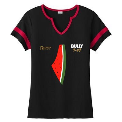 Bully 727 Palestine Watermelon Ladies Halftime Notch Neck Tee