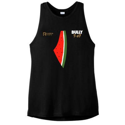 Bully 727 Palestine Watermelon Ladies PosiCharge Tri-Blend Wicking Tank