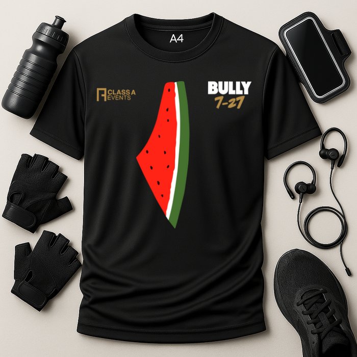 Bully 727 Palestine Watermelon Cooling Performance Crew T-Shirt