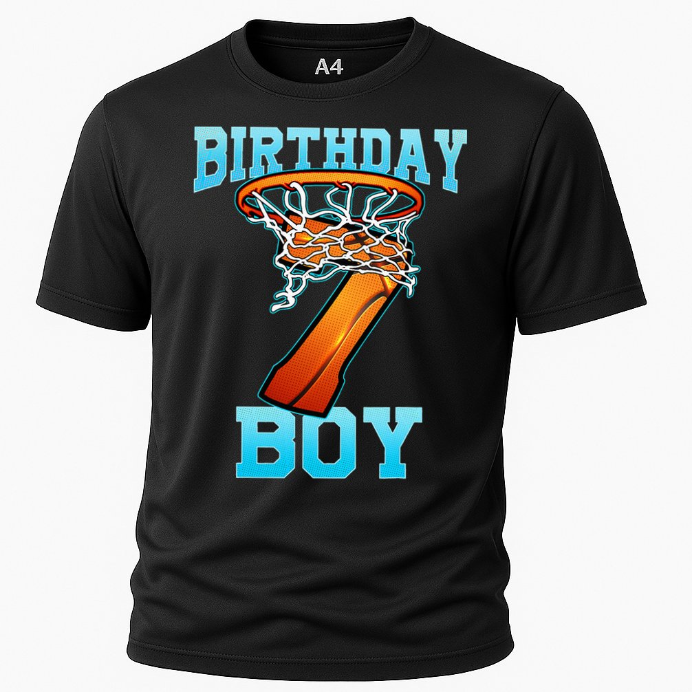 Boy 7 Years Old Gifts 8th Birthday Basketball Person Cooling Performance Crew T-Shirt