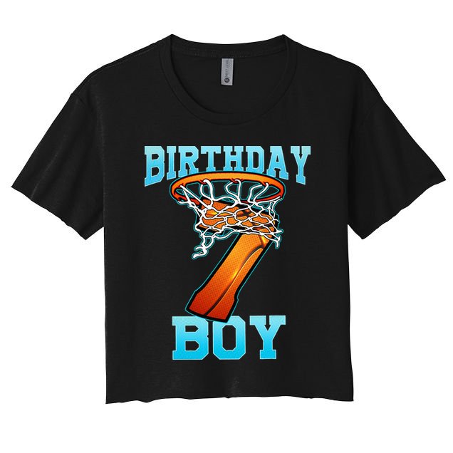 Boy 7 Years Old Gifts 8th Birthday Basketball Person Crop Top