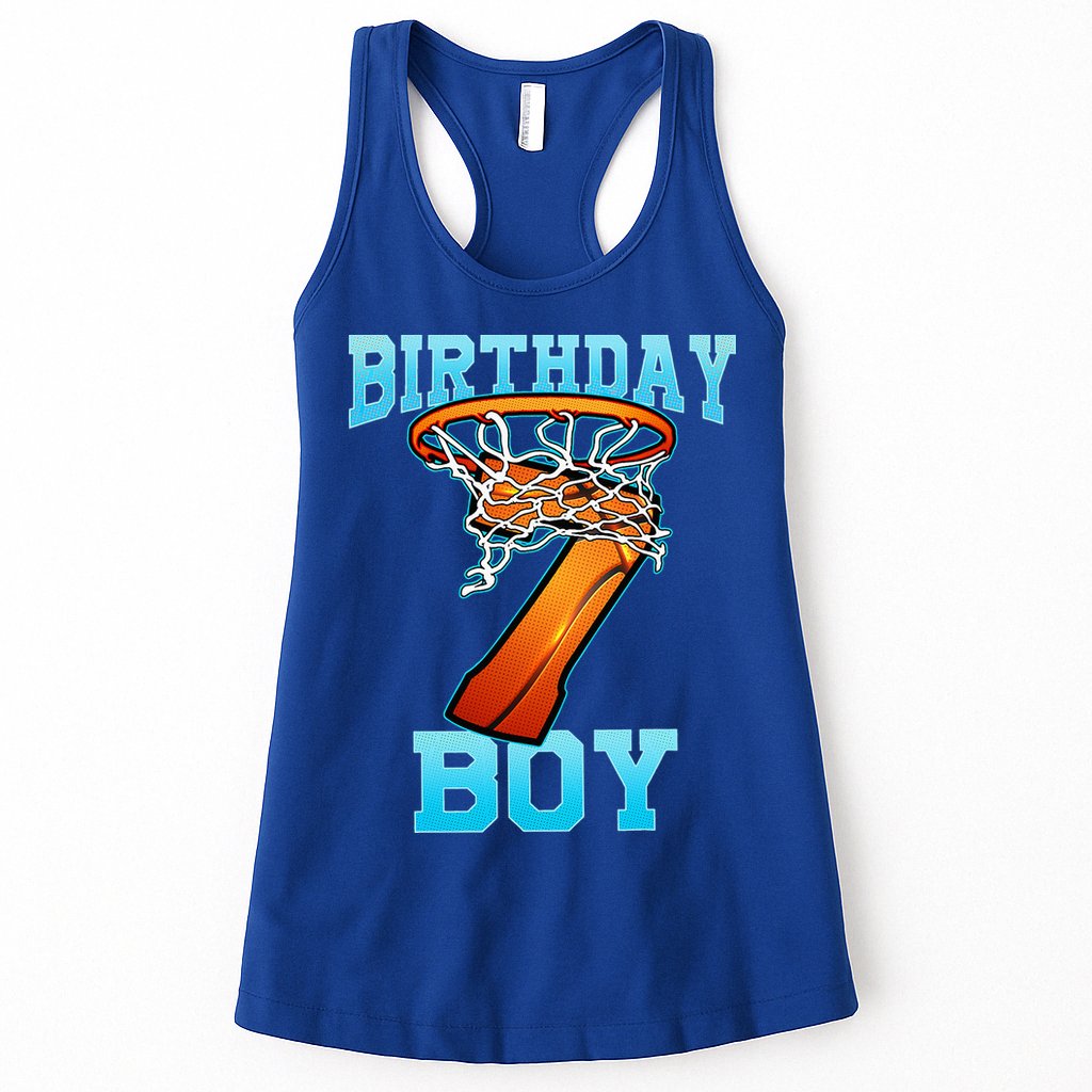 Boy 7 Years Old Gifts 8th Birthday Basketball Person Womens Tank Top