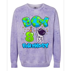 Boy 8th Birthday Birthday Astronaut Boy 8 Years Old Colorblast Crewneck Sweatshirt