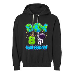 Boy 8th Birthday Birthday Astronaut Boy 8 Years Old Garment-Dyed Fleece Hoodie