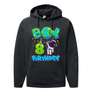 Boy 8th Birthday Birthday Astronaut Boy 8 Years Old Performance Fleece Hoodie