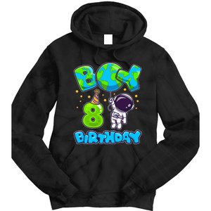 Boy 8th Birthday Birthday Astronaut Boy 8 Years Old Tie Dye Hoodie