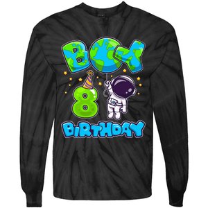 Boy 8th Birthday Birthday Astronaut Boy 8 Years Old Tie-Dye Long Sleeve Shirt