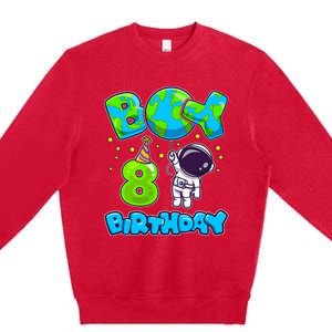 Boy 8th Birthday Birthday Astronaut Boy 8 Years Old Premium Crewneck Sweatshirt