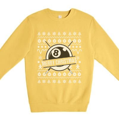 Billiards 8 Ball Ugly Christmas Gift Premium Crewneck Sweatshirt