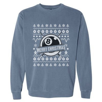 Billiards 8 Ball Ugly Christmas Gift Garment-Dyed Sweatshirt