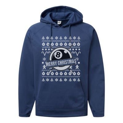 Billiards 8 Ball Ugly Christmas Gift Performance Fleece Hoodie