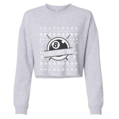 Billiards 8 Ball Ugly Christmas Gift Cropped Pullover Crew