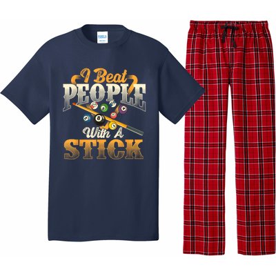 Billiards 8 Ball Pool Player I Beat People With A Stick Gift Pajama Set