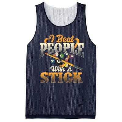 Billiards 8 Ball Pool Player I Beat People With A Stick Gift Mesh Reversible Basketball Jersey Tank