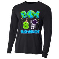 Boy 8th Birthday Birthday Astronaut Boy 8 Years Old Cooling Performance Long Sleeve Crew