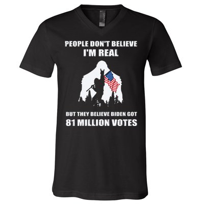 Bigfoot 81 Million Votes Anti Biden V-Neck T-Shirt