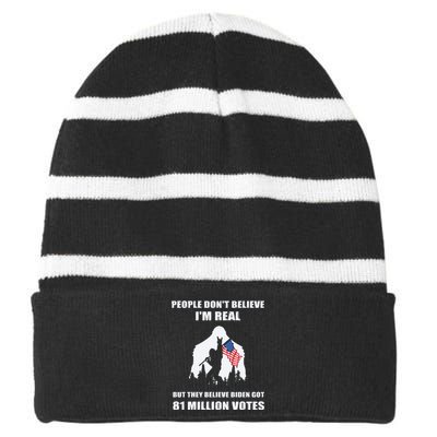 Bigfoot 81 Million Votes Anti Biden Striped Beanie with Solid Band