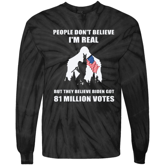 Bigfoot 81 Million Votes Anti Biden Tie-Dye Long Sleeve Shirt