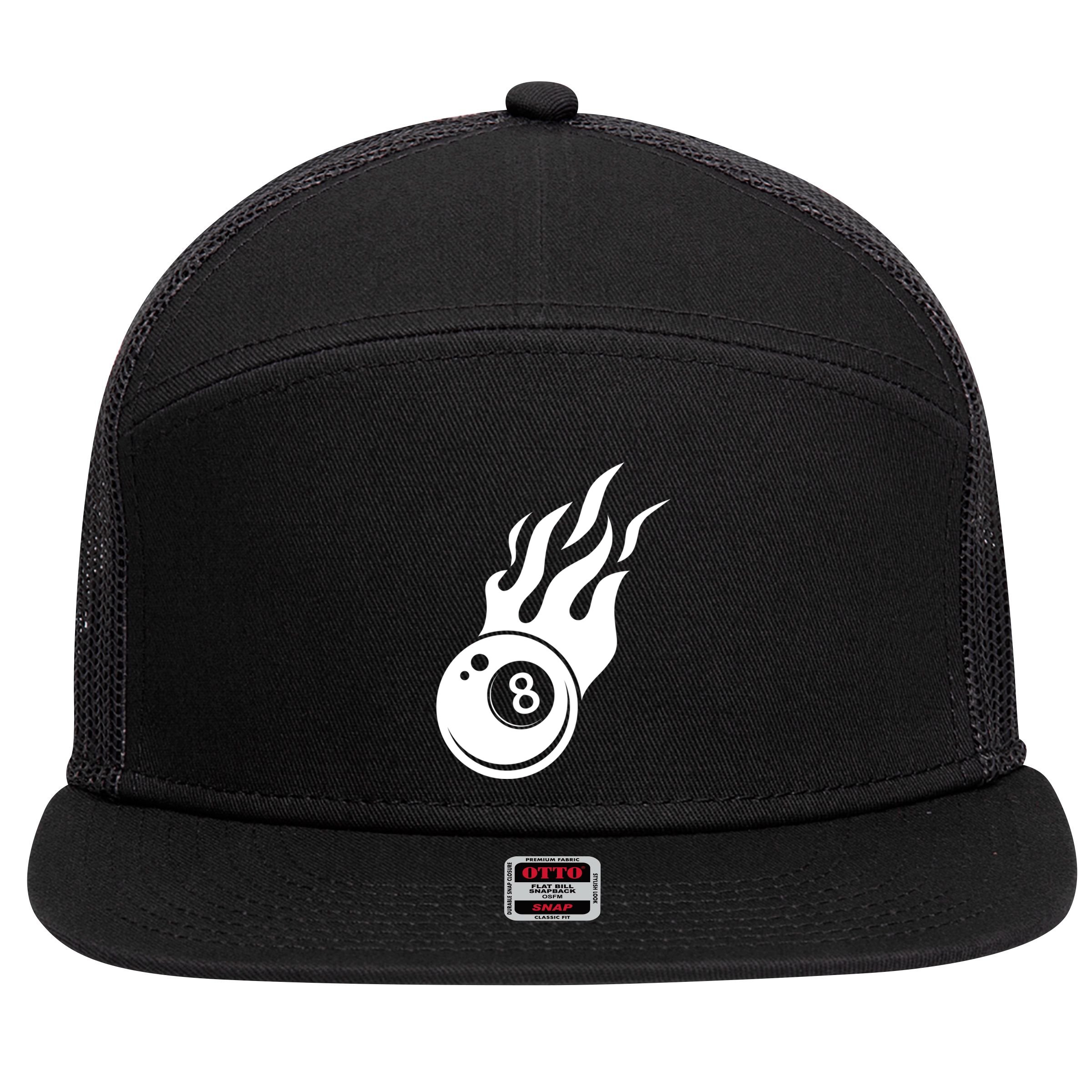 Billiard 8ball Pool Billiard Flame Billiard Ball Flame Funny Gift 7 Panel Mesh Trucker Snapback Hat