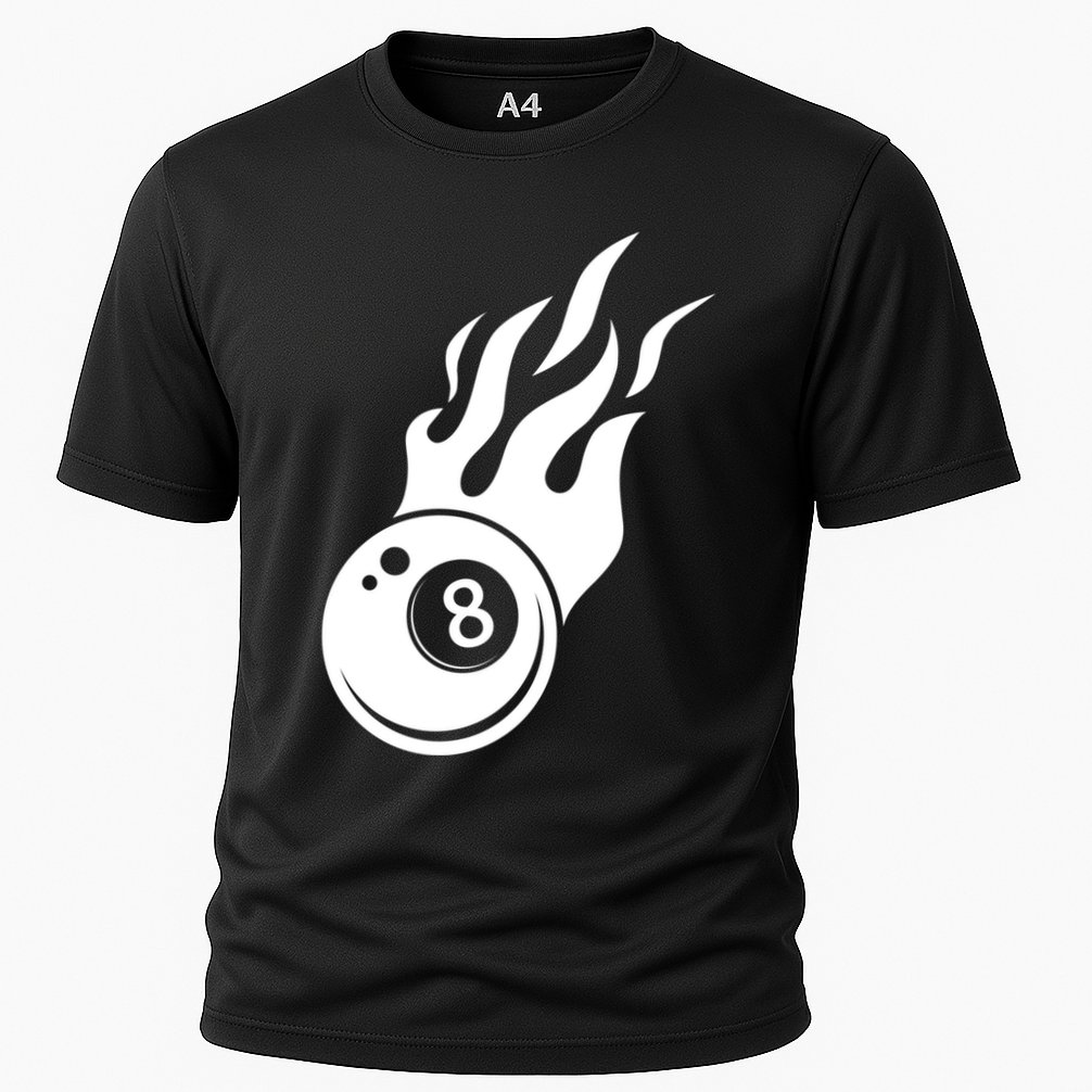 Billiard 8ball Pool Billiard Flame Billiard Ball Flame Funny Gift Cooling Performance Crew T-Shirt
