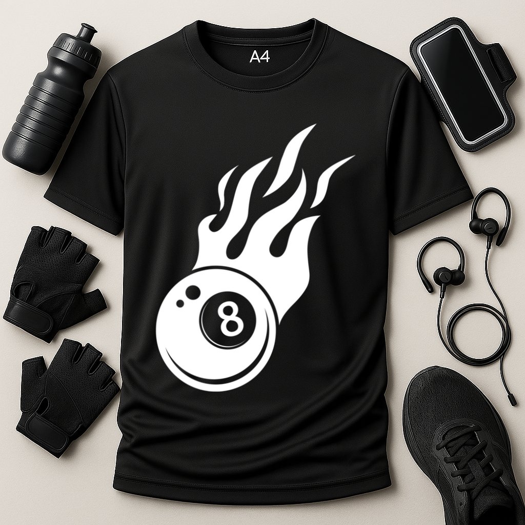 Billiard 8ball Pool Billiard Flame Billiard Ball Flame Funny Gift Cooling Performance Crew T-Shirt