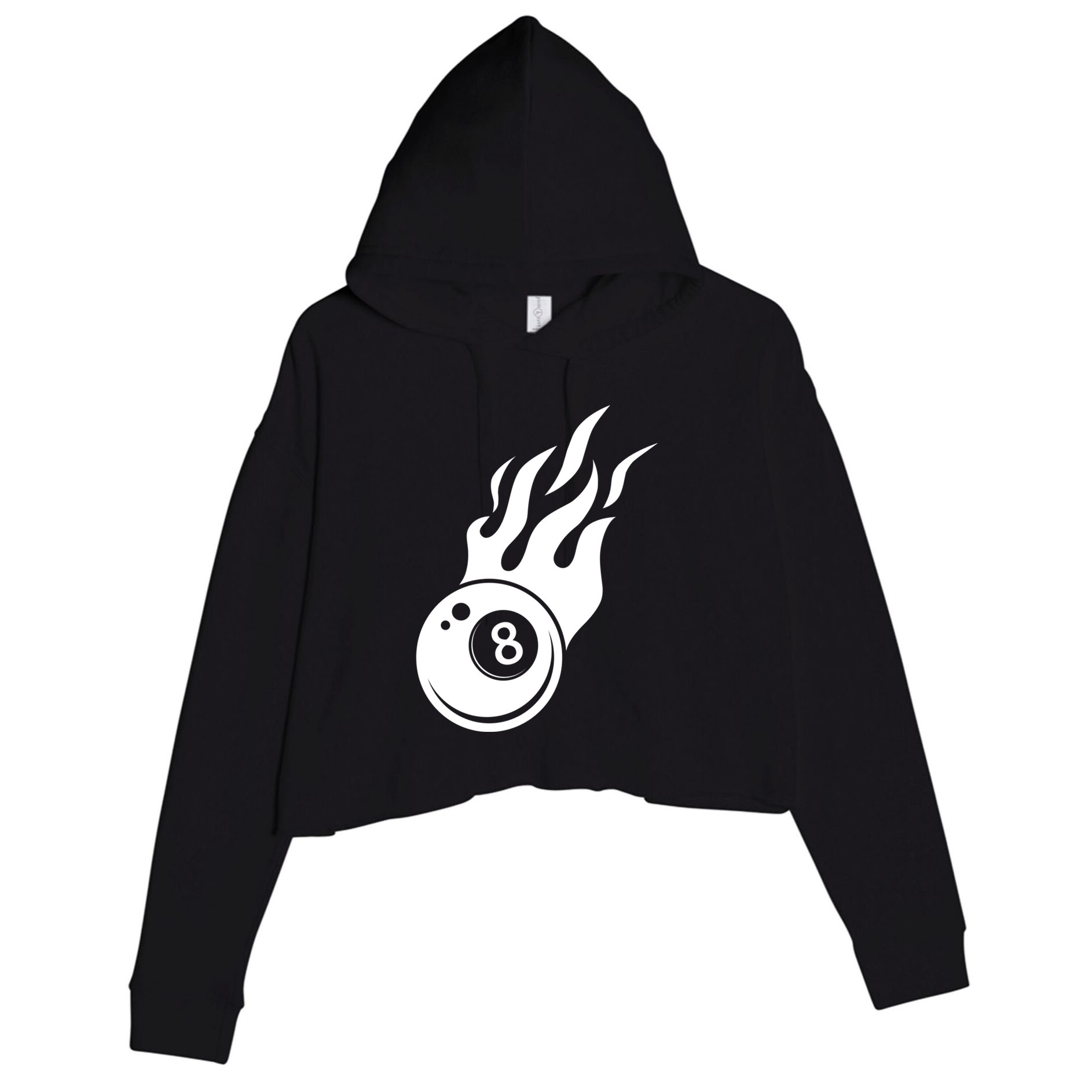 Billiard 8ball Pool Billiard Flame Billiard Ball Flame Funny Gift Crop Fleece Hoodie