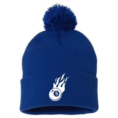 Billiard 8ball Pool Billiard Flame Billiard Ball Flame Funny Gift Pom Pom 12in Knit Beanie