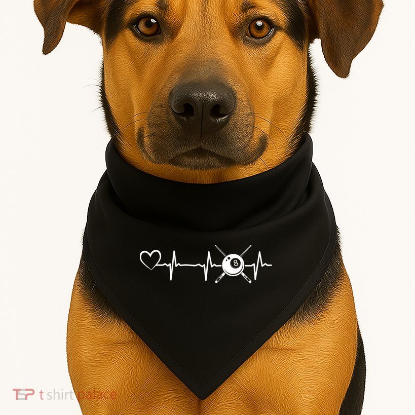 Billiards 8ball Pool Billiard Heartbeat Heart Billiard Gift USA-Made Doggie Bandana