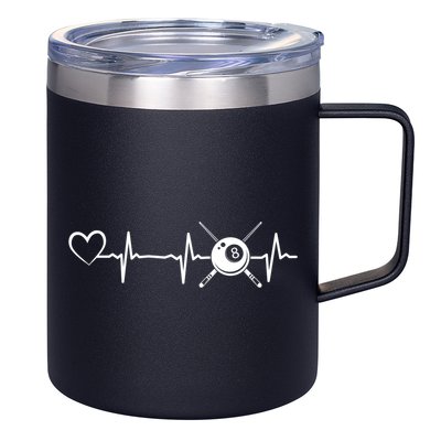 Billiards 8ball Pool Billiard Heartbeat Heart Billiard Gift 12oz Stainless Steel Coffee Mug