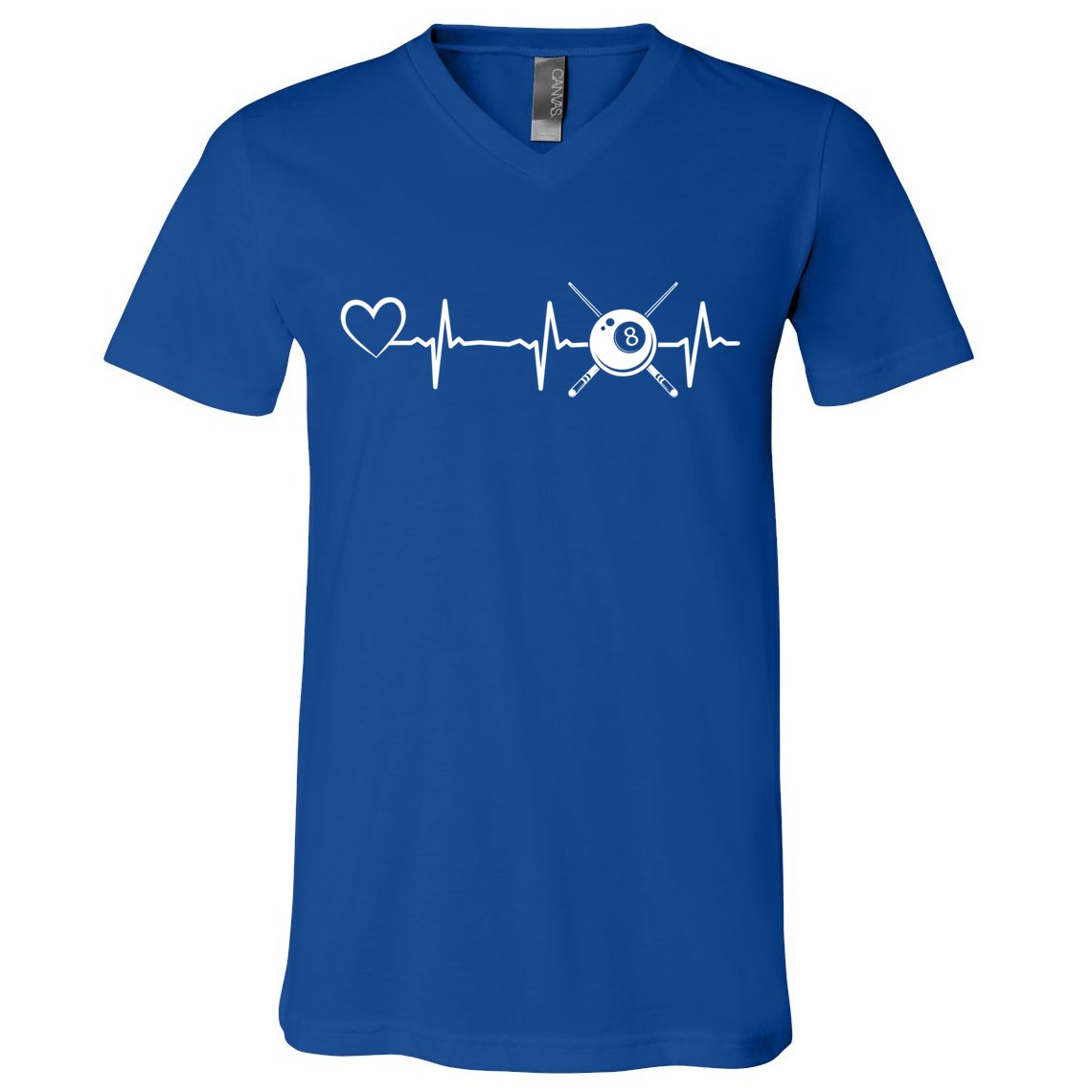 Billiards 8ball Pool Billiard Heartbeat Heart Billiard Gift V-Neck T-Shirt