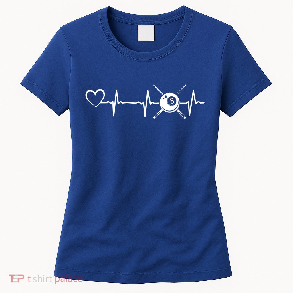 Billiards 8ball Pool Billiard Heartbeat Heart Billiard Gift Womens T-Shirt