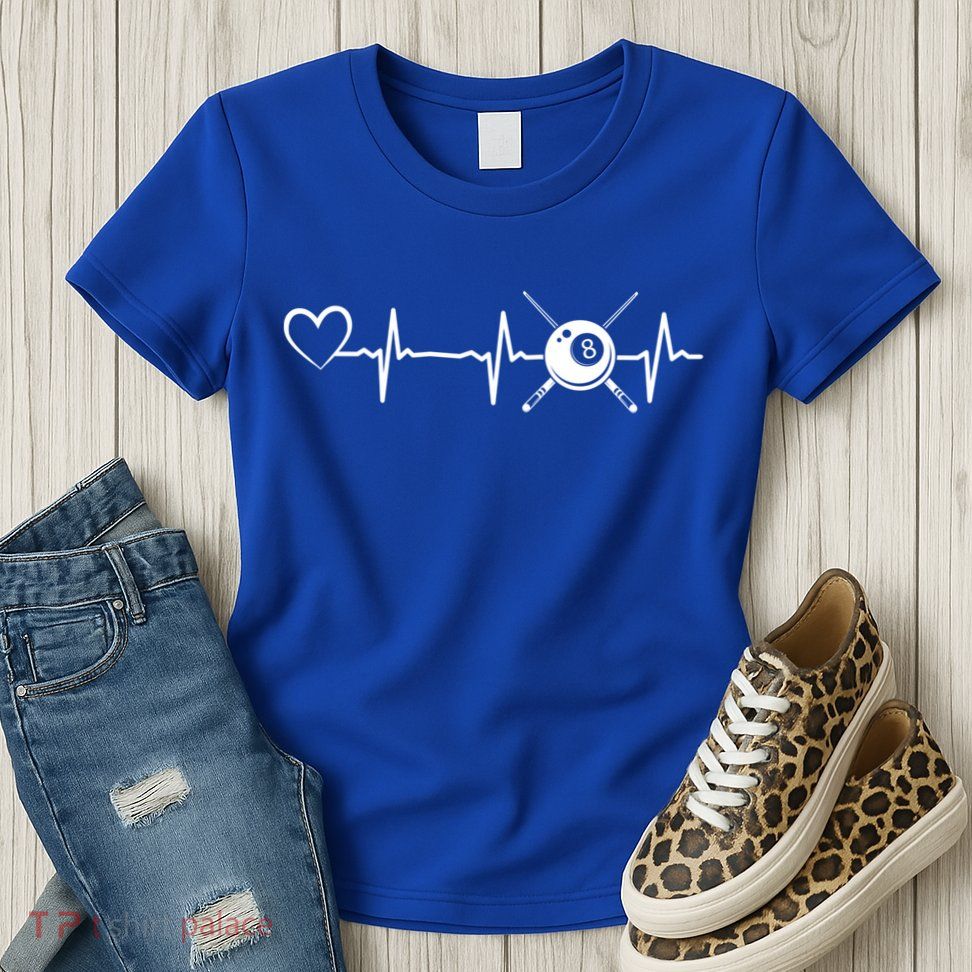 Billiards 8ball Pool Billiard Heartbeat Heart Billiard Gift Womens T-Shirt