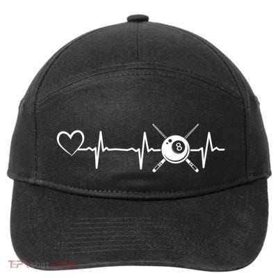 Billiards 8ball Pool Billiard Heartbeat Heart Billiard Gift 7-Panel Snapback Hat