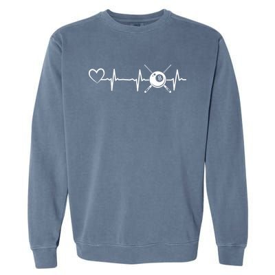 Billiards 8ball Pool Billiard Heartbeat Heart Billiard Gift Garment-Dyed Sweatshirt