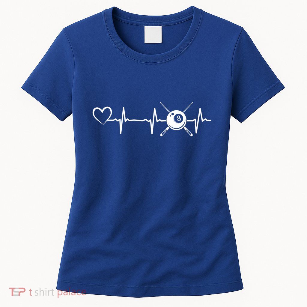 Billiards 8ball Pool Billiard Heartbeat Heart Billiard Gift Womens T-Shirt