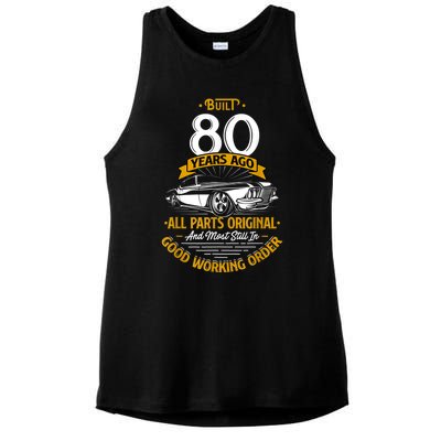 Built 80 Years Ago - Funny 80th Birthday Gift Ladies PosiCharge Tri-Blend Wicking Tank