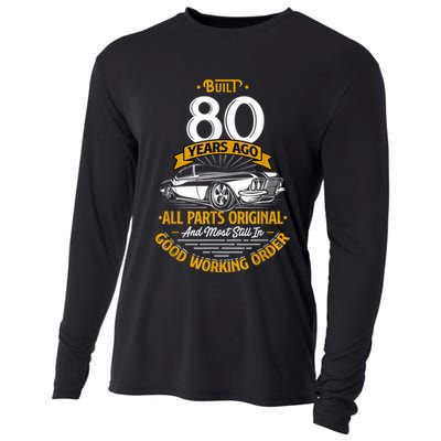 Built 80 Years Ago - Funny 80th Birthday Gift Cooling Performance Long Sleeve Crew
